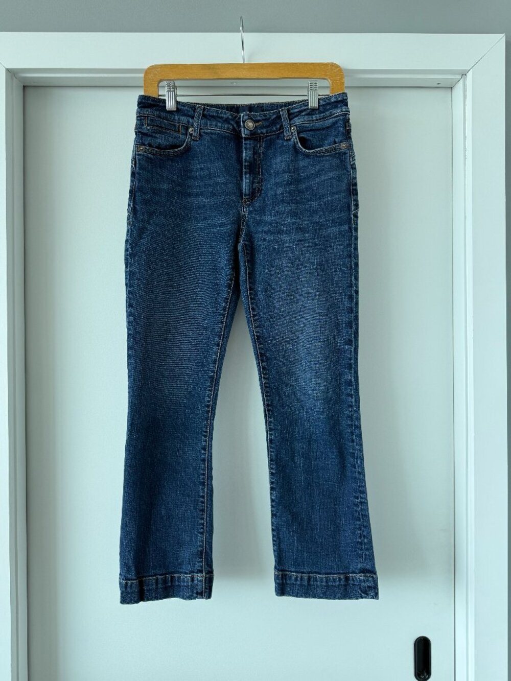 Sportmax Mini Flare Jeans Size 28 Dark Wash Stretch Denim